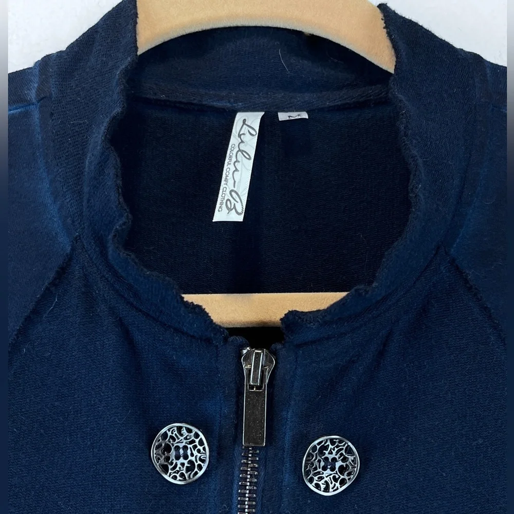 Lulu B Military Style Lightweight Cotton Zip Up Jacket Navy Sz M